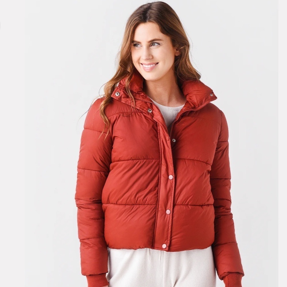 Deluc Aliyah Rust Red Quilted Puffer Jacket
